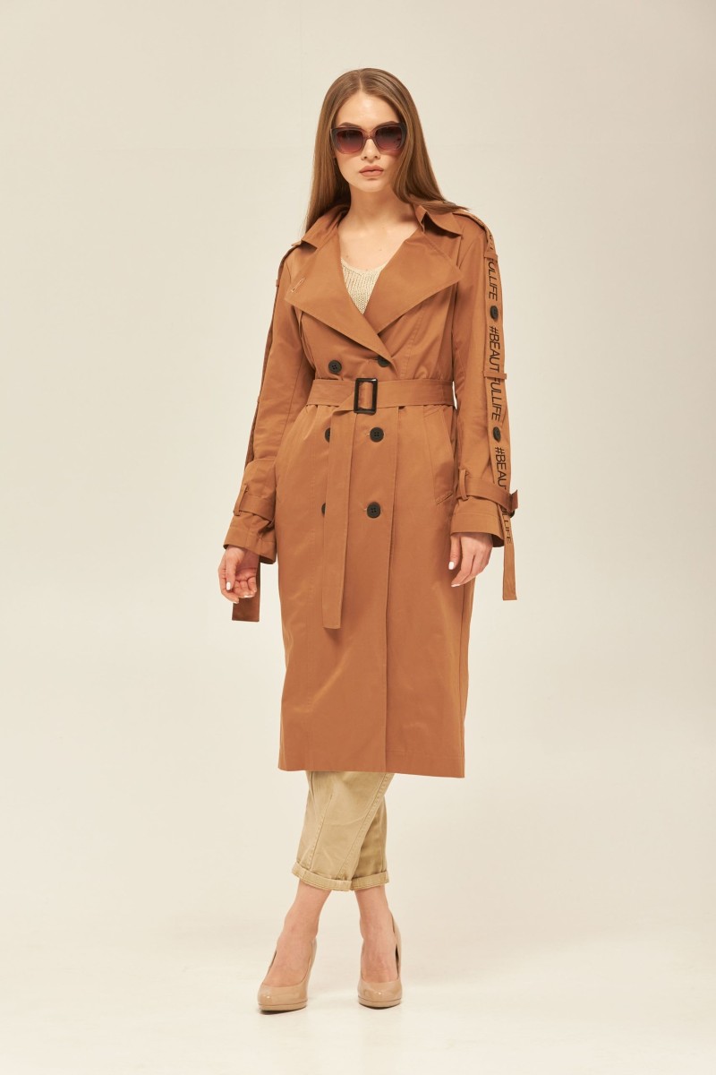 Demi-season Trench Coat Mila Nova Q-44 terracotta