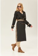 Demi-season Trench Coat Mila Nova Q-73 black+leopard