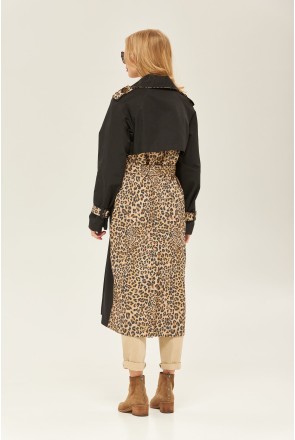 Demi-season Trench Coat Mila Nova Q-73 black+leopard