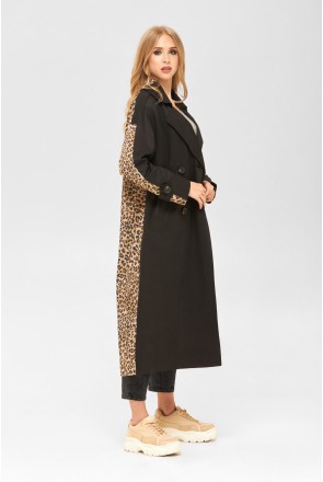 Demi-season Trench Coat Mila Nova Q-84 BLACK+leopard