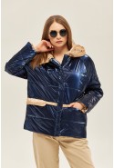 Demi-season Jacket Mila Nova K-151 blue+beige