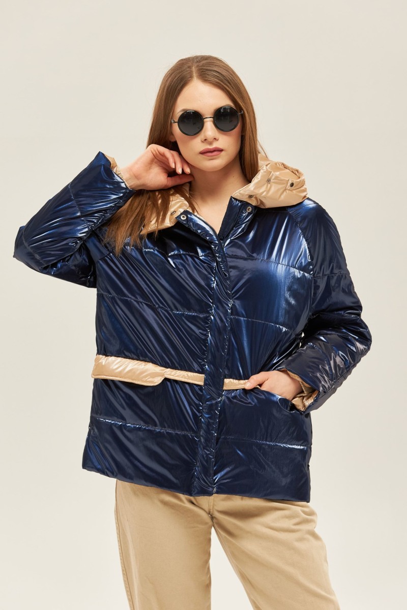 Demi-season Jacket Mila Nova K-151 blue+beige