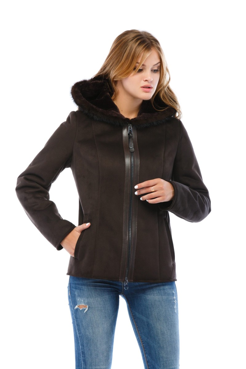 Winter Sheepskin Coat Mila Nova D-108 chocolate