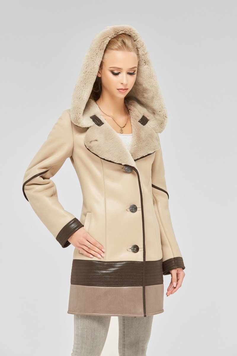 Winter Sheepskin Coat Mila Nova D-73 beige