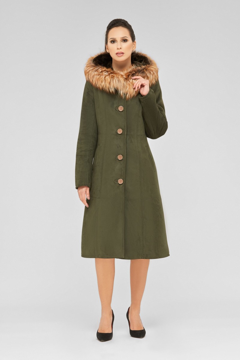 Winter Sheepskin Coat Mila Nova D-56 green