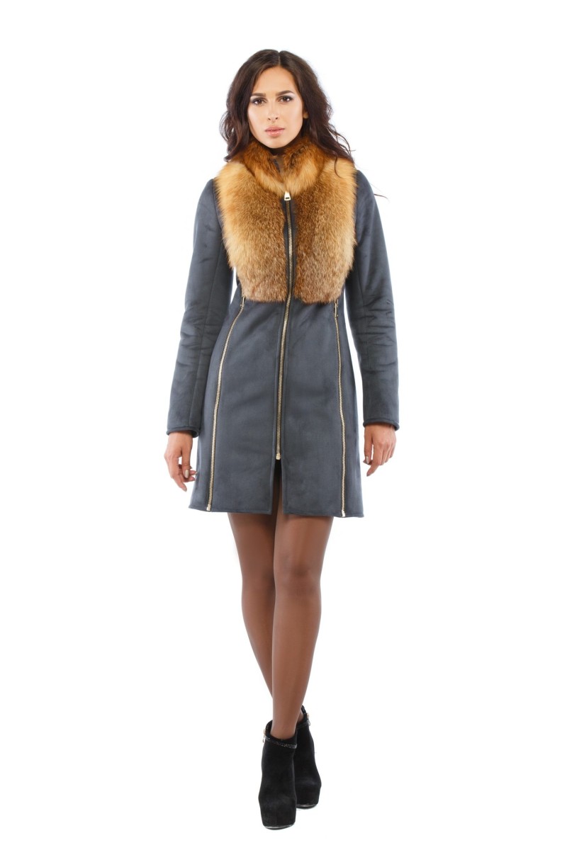 Winter Sheepskin Coat Mila Nova D-93 blue