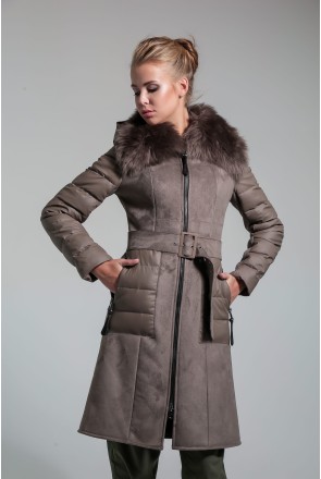 Winter Sheepskin Coat Mila Nova D-95 cappuccino