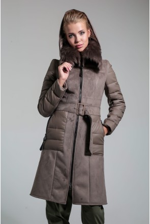 Winter Sheepskin Coat Mila Nova D-95 cappuccino