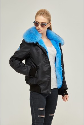 Winter Jacket Mila Nova K-81 black+blue