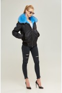 Winter Jacket Mila Nova K-81 black+blue