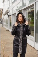 Sheepskin Coat Mila Nova D-159 cap B black