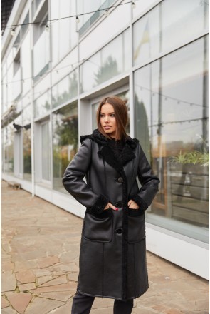 Sheepskin Coat Mila Nova D-157 black