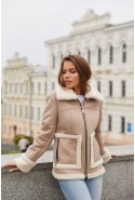 Sheepskin Coat Mila Nova D-163 beige