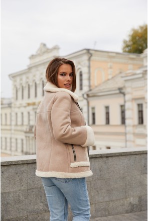 Sheepskin Coat Mila Nova D-163 beige