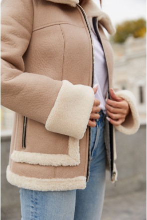 Sheepskin Coat Mila Nova D-163 beige