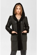 Winter Sheepskin Coat Mila Nova D-159 cap black