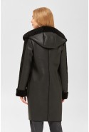 Winter Sheepskin Coat Mila Nova D-159 cap black