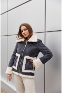 Sheepskin Coat Mila Nova D-163 blue