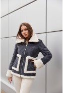 Sheepskin Coat Mila Nova D-163 blue