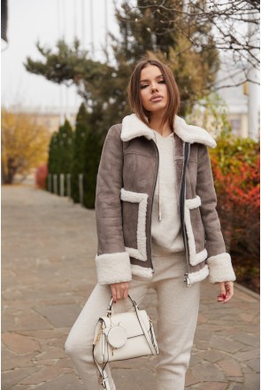 Sheepskin Coat Mila Nova D-163 cappuccino