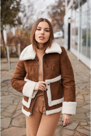 Sheepskin Coat Mila Nova D-163 red