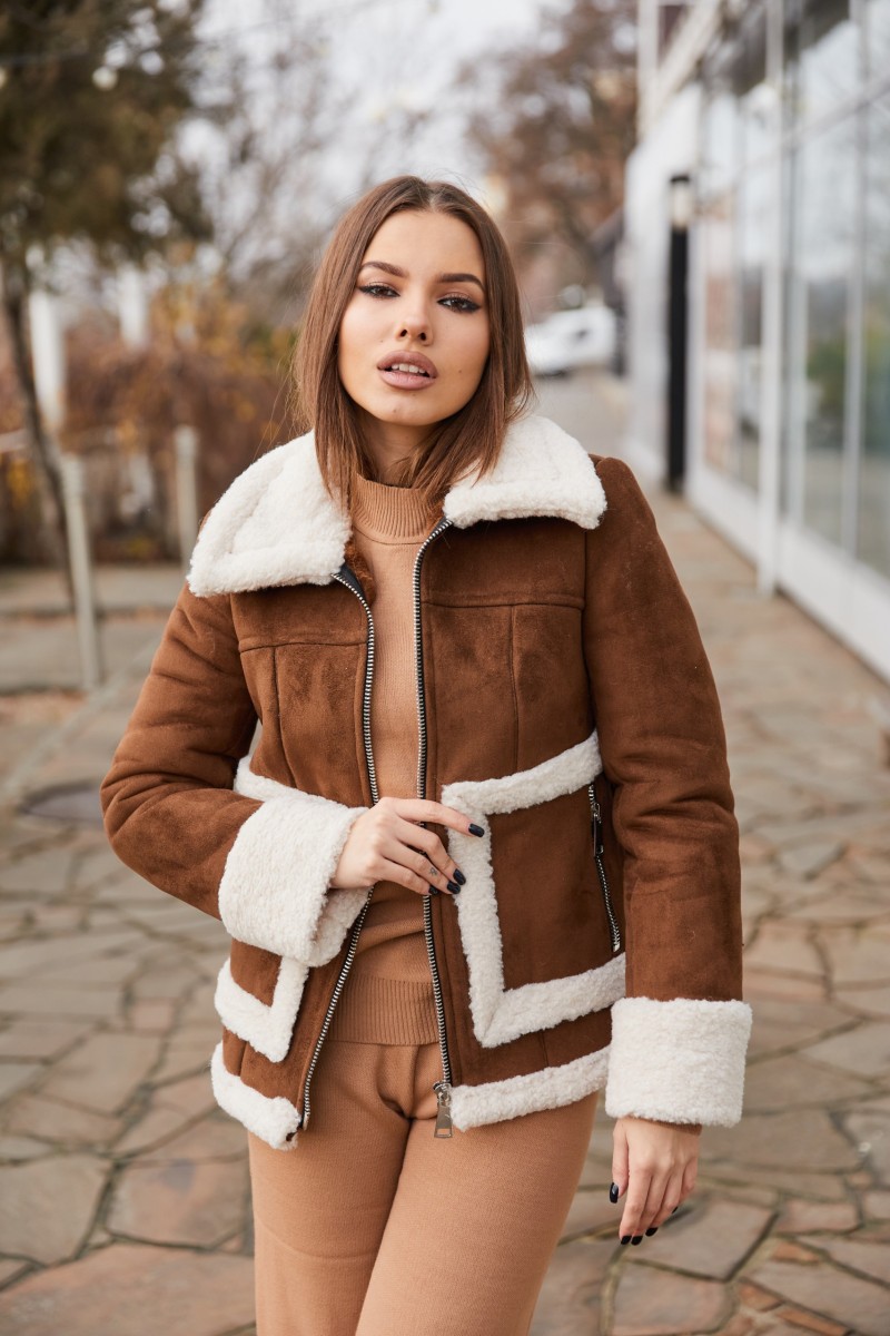 Sheepskin Coat Mila Nova D-163 red