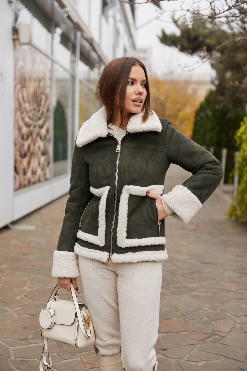 Sheepskin Coat Mila Nova D-163 green