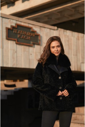 Sheepskin Coat Mila Nova D-179 black