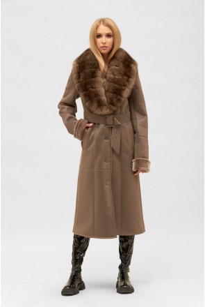 Sheepskin Coat Mila Nova D-186 cappuccino