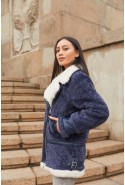 Winter Sheepskin Coat Mila Nova PV-223 blue