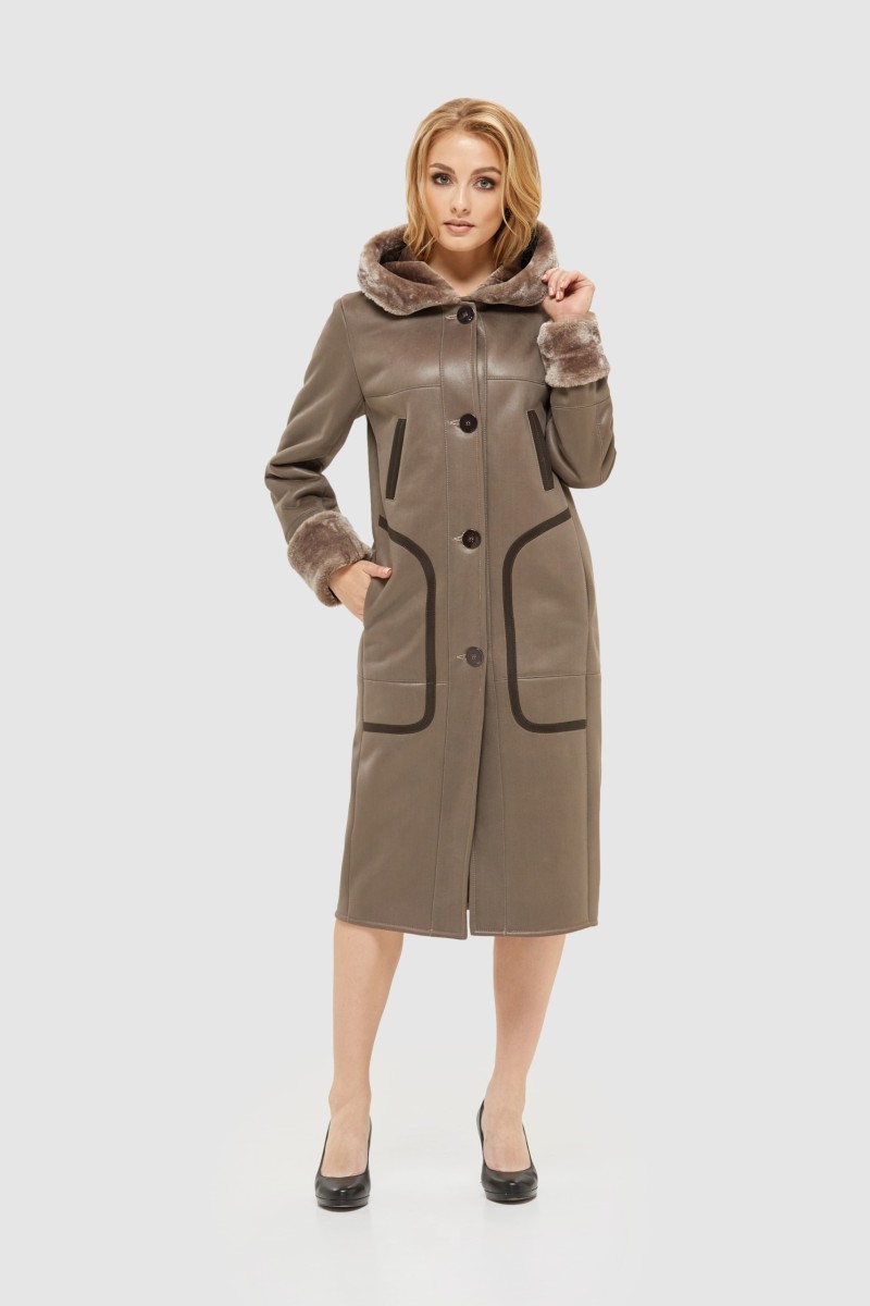 Winter Sheepskin Coat Mila Nova D-147 cappuccino