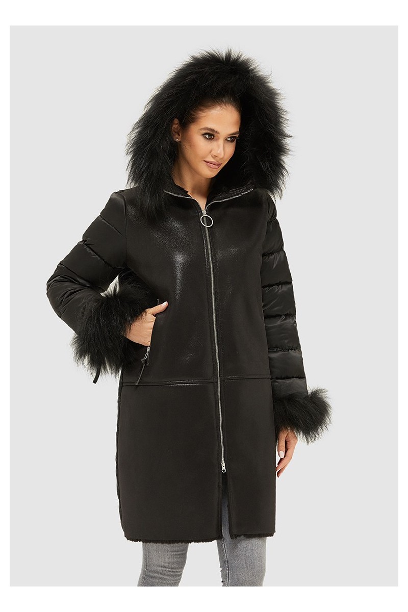 Winter Sheepskin Coat Mila Nova D-152 black