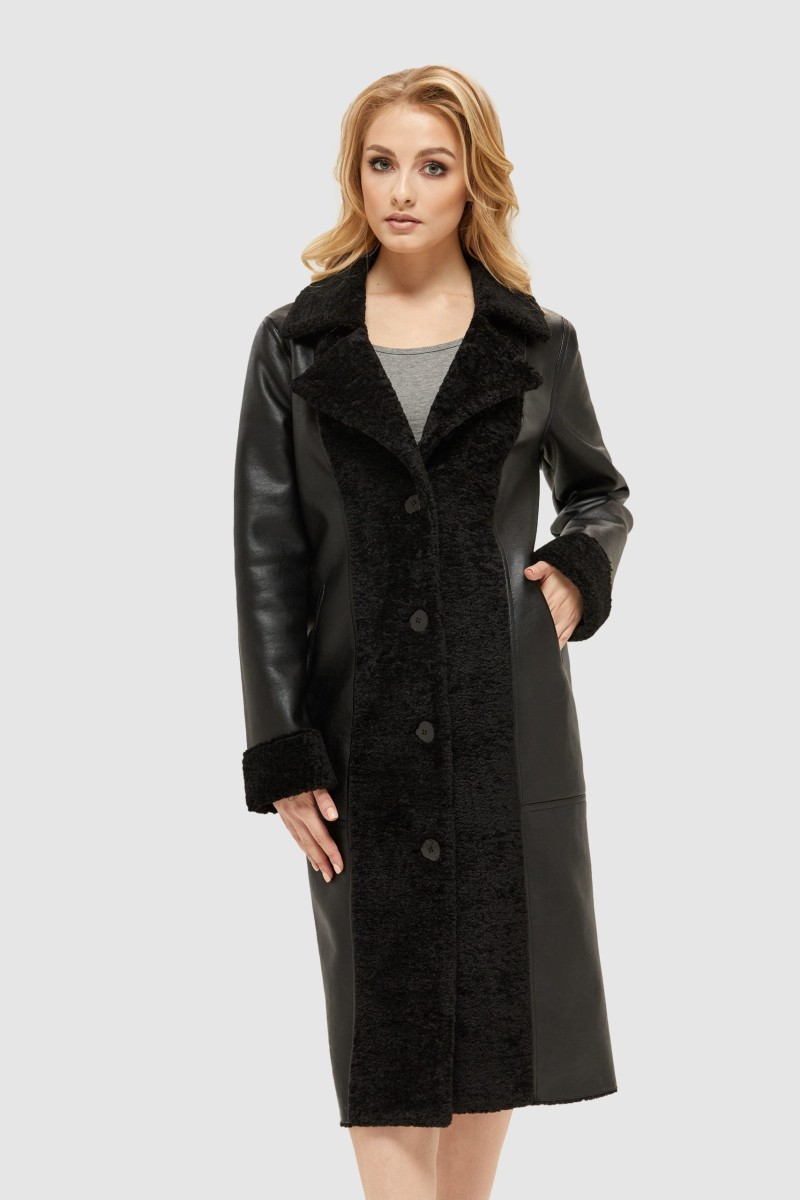 Winter Sheepskin Coat Mila Nova D-145 black