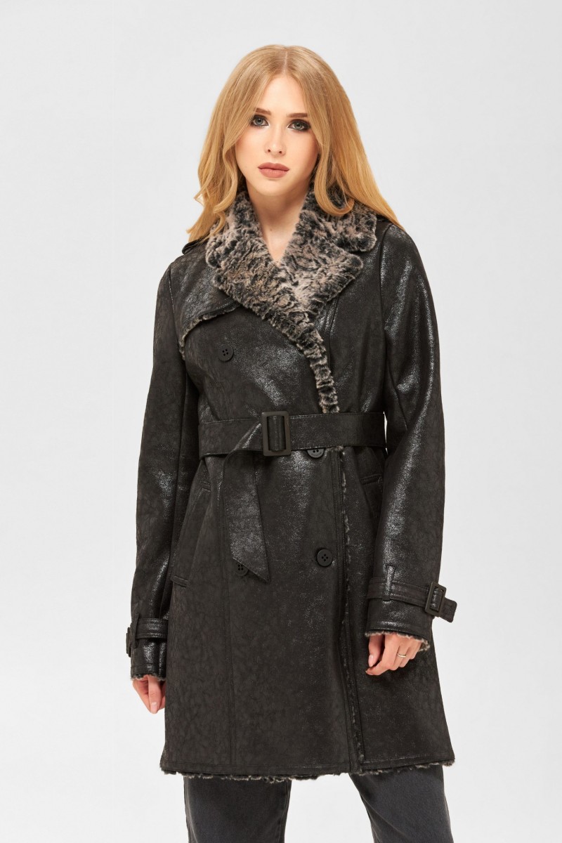 Winter Sheepskin Coat Mila Nova D-154b black