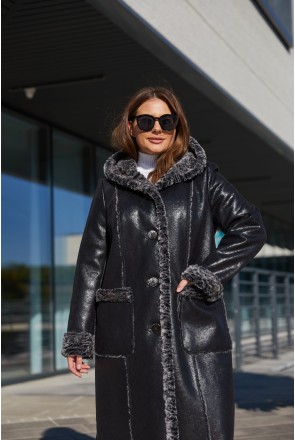 Winter Sheepskin Coat Mila Nova D-158 b black