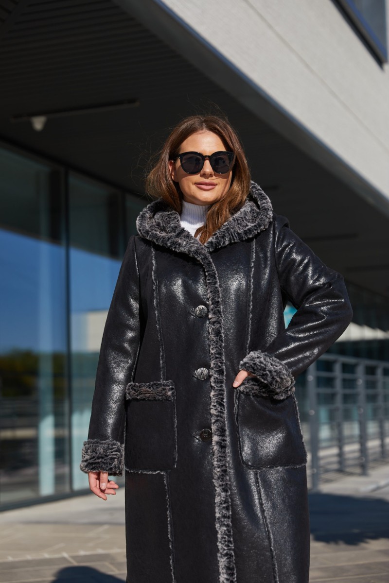 Winter Sheepskin Coat Mila Nova D-158 b black