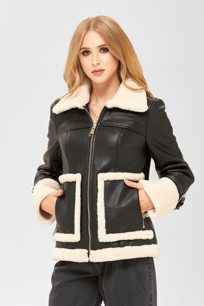 Winter Sheepskin Coat Mila Nova D-163 black