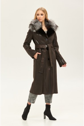 Winter Sheepskin Coat Mila Nova D-173 chocolate