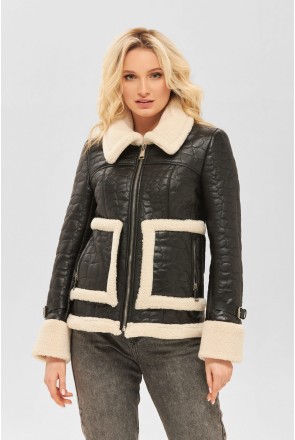 Winter Sheepskin Coat Mila Nova D-163, a black