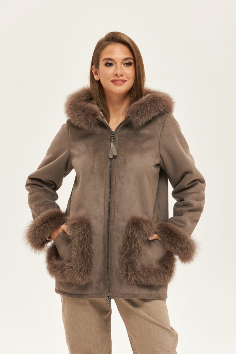 Winter Sheepskin Coat Mila Nova D-175 cappuccino