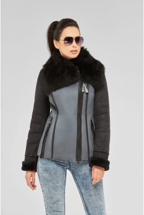 Winter Sheepskin Coat Mila Nova D-45 blue