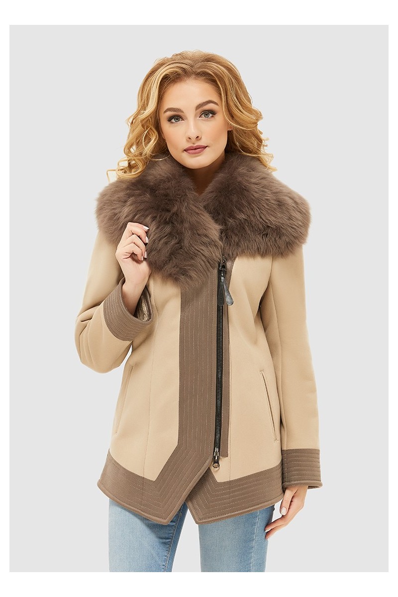 Winter Sheepskin Coat Mila Nova D-34 beige