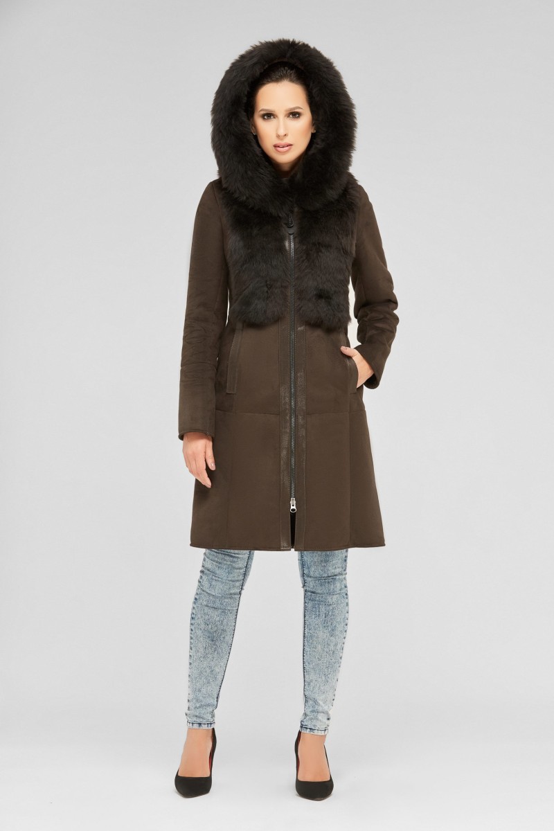 Winter Sheepskin Coat Mila Nova D-71 chocolate