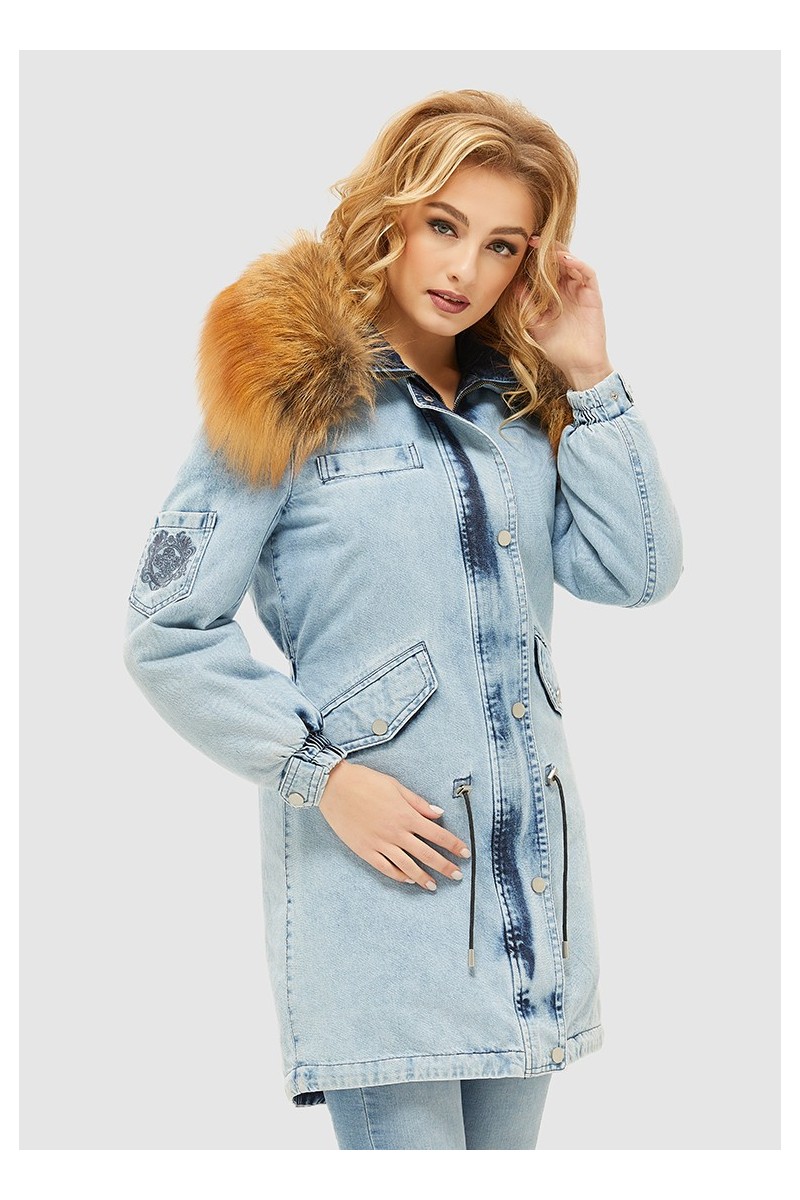 Winter denim Parka Mila Nova P-31 light blue