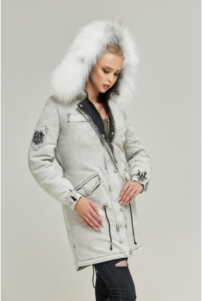 Winter denim Parka Mila Nova P-31 light grey