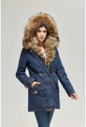 Winter denim Parka Mila Nova P-53ex blue jeans