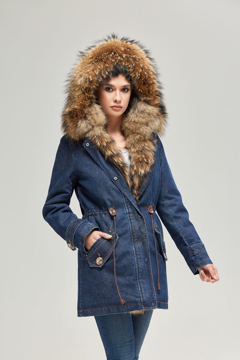 Winter denim Parka Mila Nova P-53ex blue jeans