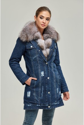 Winter denim Parka Mila Nova P-67 dark jeans