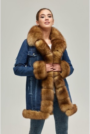 Winter denim Parka Mila Nova P-47 jeans + red Fur