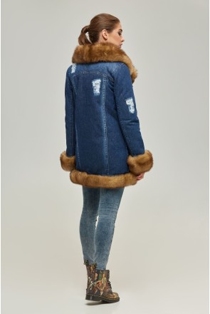 Winter denim Parka Mila Nova P-47 jeans + red Fur